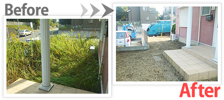 お庭の草刈 Before After